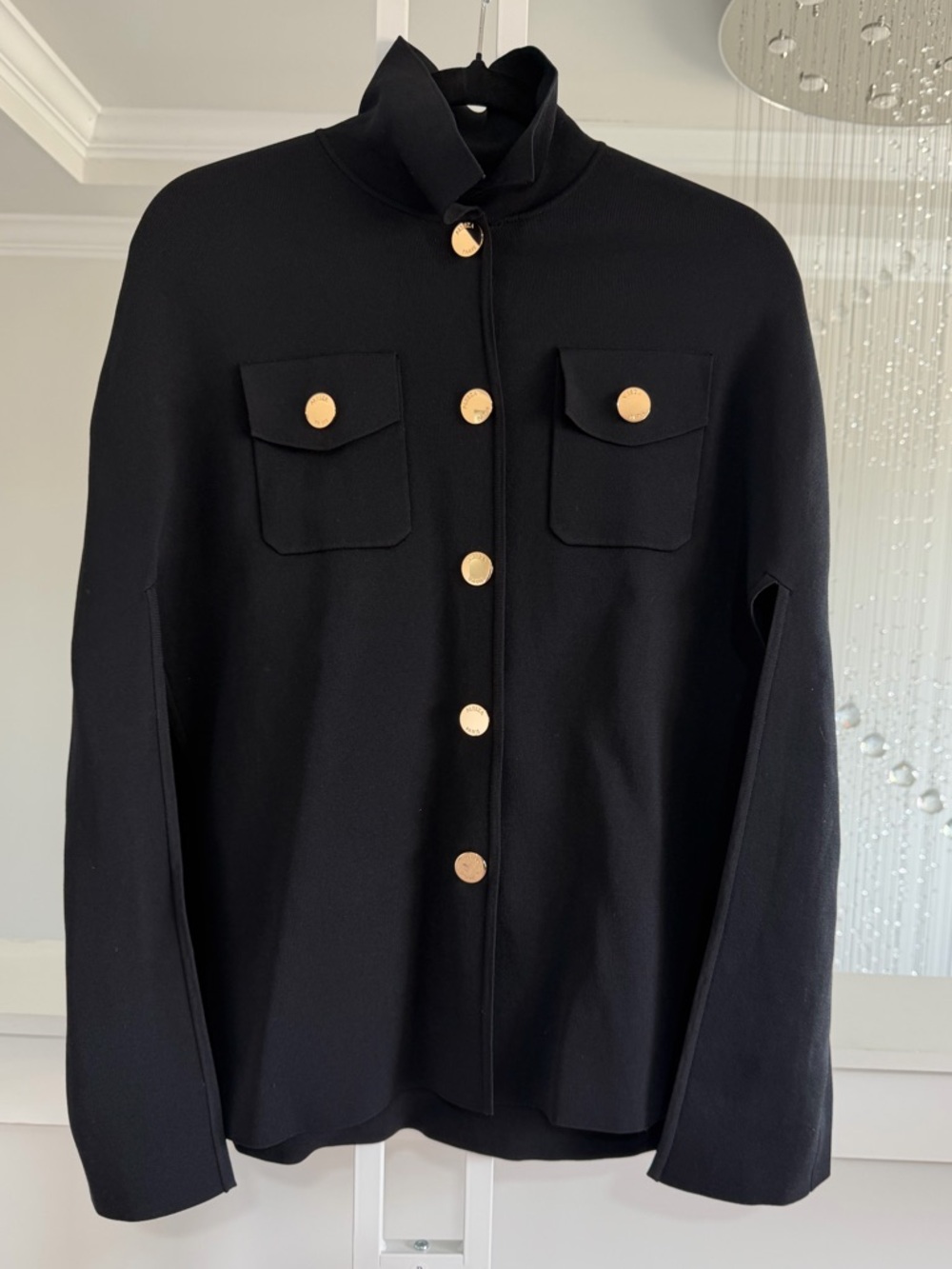 Aleeza Paris Button Front Cape Jacket with Gold Buttons